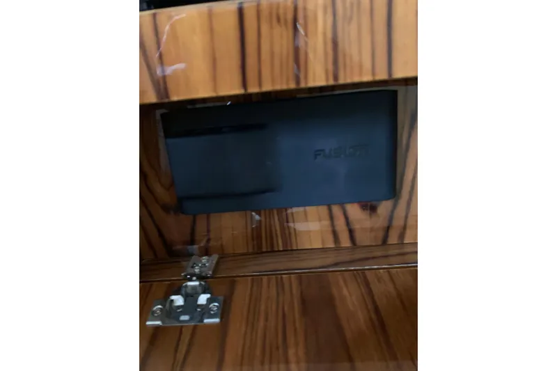 Slide: The Image of Wooden interior detail of 2024 HCB 42 Lujo with Fusion audio component. - 58