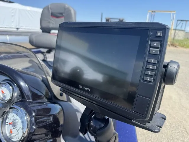 Slide: The Image of A Garmin fish finder is mounted on a Tracker Pro Team 175 TF boat. - 13