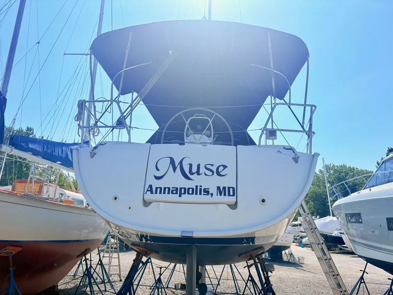 Slide: The Image of The 2008 Bavaria Cruiser 38 is on a dry dock in Annapolis, Maryland. - 4