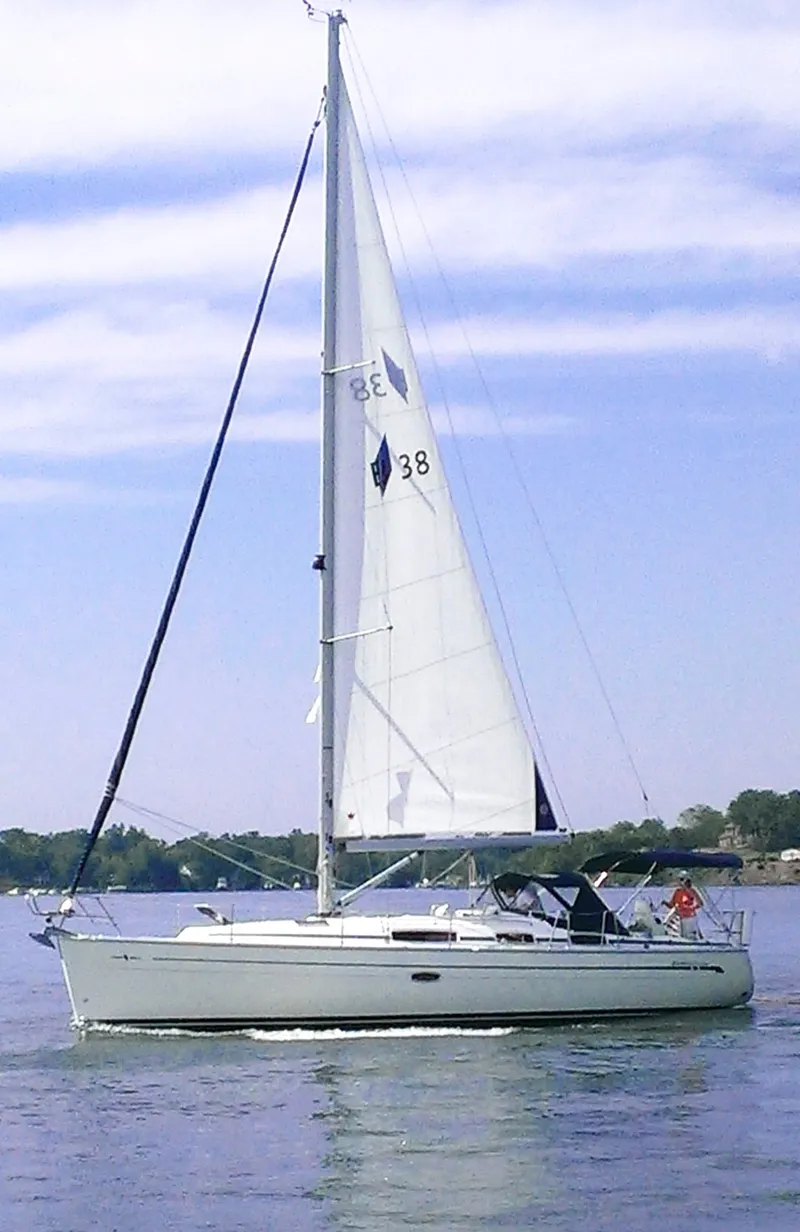 Slide: The Image of A white sailing yacht glides on calm waters under a blue sky. - 3