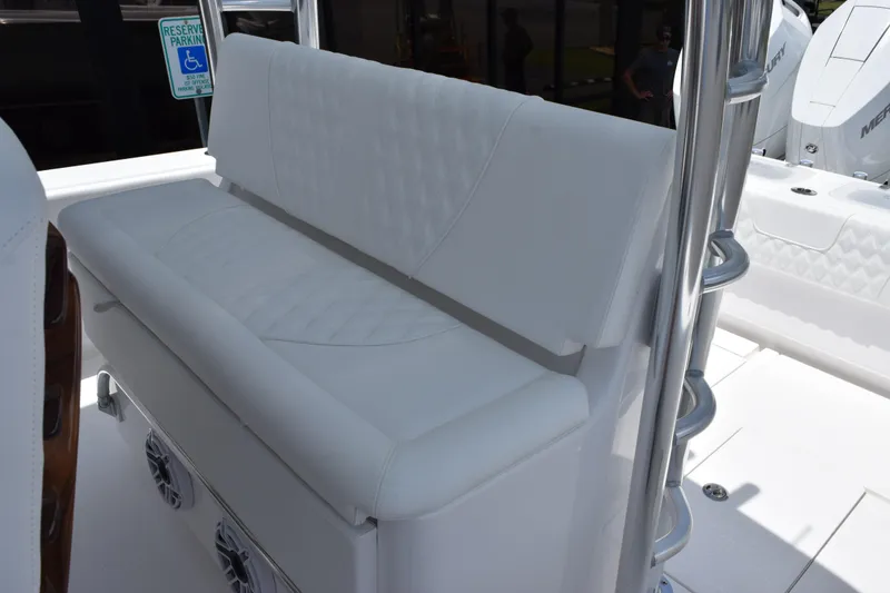 Slide: The Image of White seating on 2027 Contender 39 ST boat, featuring sleek design and modern amenities. - 15