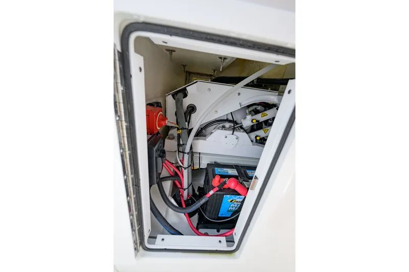 Slide: The Image of Electrical compartment of a 2022 Regulator 34 Center Console boat. - 16