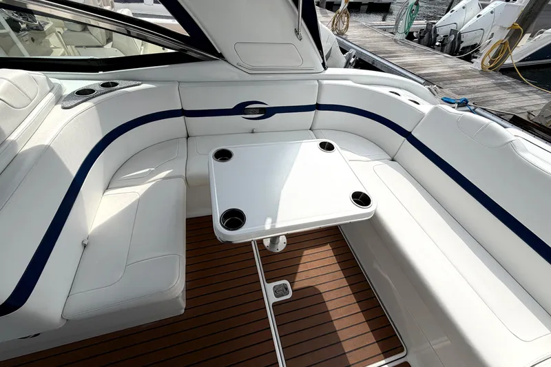 Slide: The Image of Luxurious seating area on a 2008 Formula 350 Sun Sport boat with a sleek table. - 20