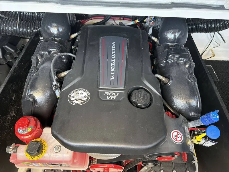 Slide: The Image of A Volvo Penta 380 V8 engine in a 2026 Regal LS9 boat. - 24