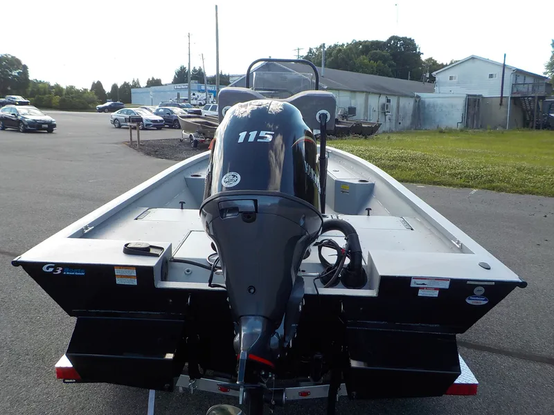 Slide: The Image of The image shows a 2026 G3 Bay 19 GX boat with a 115 HP engine. - 7