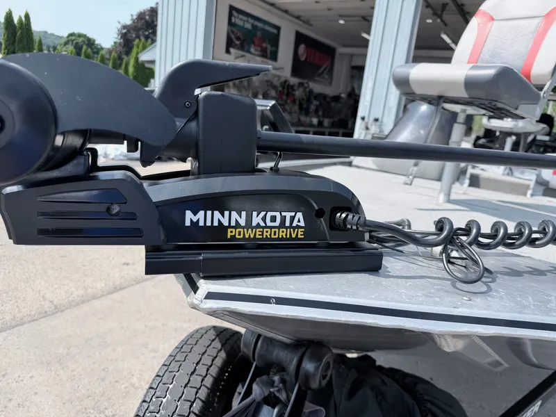 Slide: The Image of A Minn Kota PowerDrive motor is mounted on a Tracker Pro 165 boat. - 8