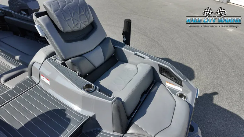 Slide: The Image of The image shows a luxurious gray seating area on a boat with modern detailing. - 42