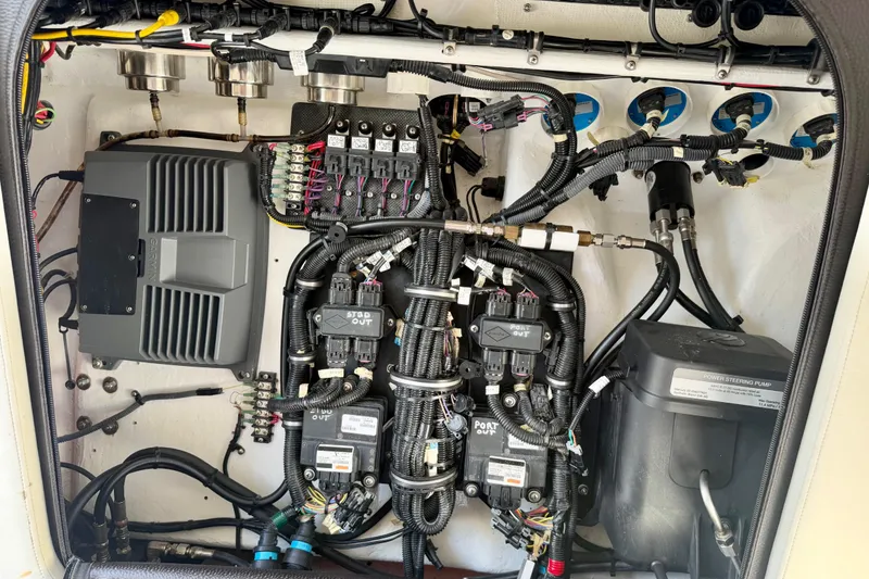 Slide: The Image of Electrical and mechanical components inside a 2013 Nor-Tech 392 Super Fish boat. - 43