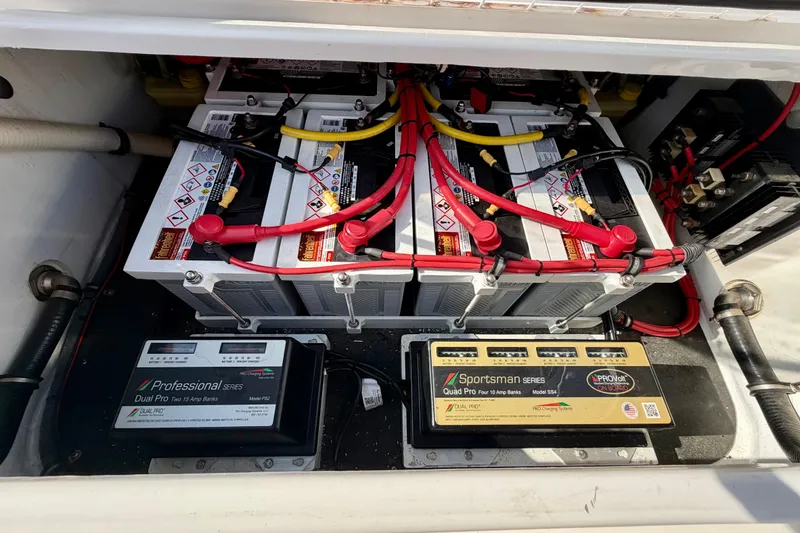 Slide: The Image of Battery compartment of a 2013 Nor-Tech 392 Super Fish boat with Professional and Sportsman series chargers. - 32