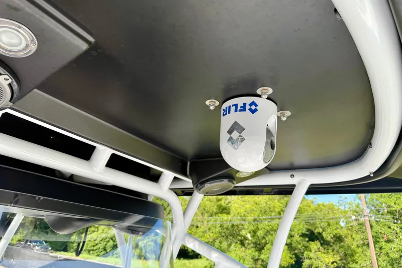 Slide: The Image of FLIR camera mounted on 2013 Nor-Tech 392 Super Fish boat's canopy. - 41