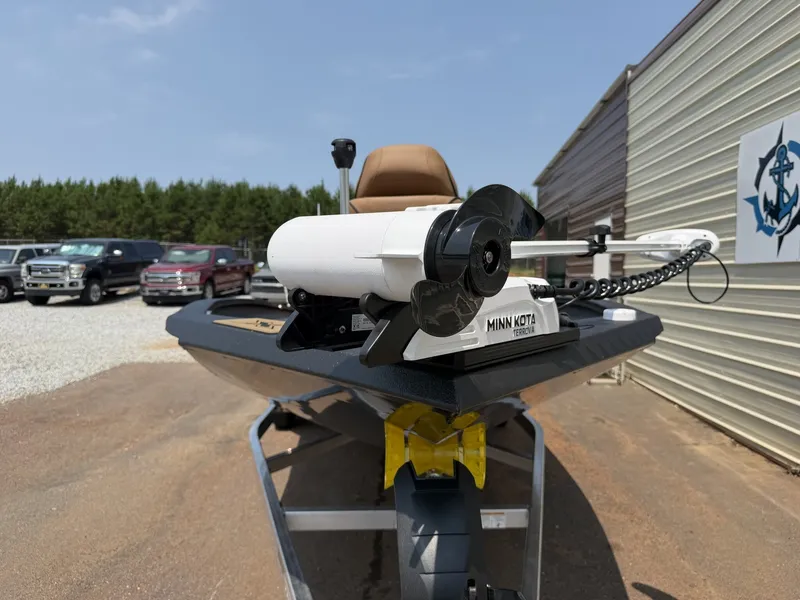 Slide: The Image of A 2027 Xpress Hyper-Lift Bay Series H24B-CUSTOM SEADECK with a Minn Kota motor. - 2