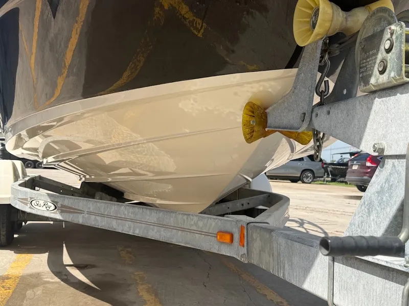 Slide: The Image of A 2007 Sea Ray 220 Sundeck on a trailer, ready for transport. - 9