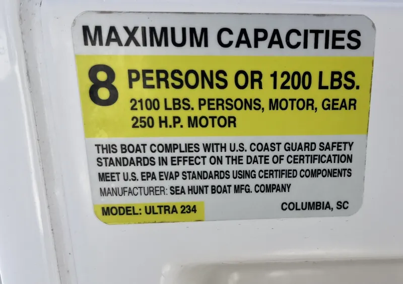 Slide: The Image of Capacity label: 8 persons or 1200 lbs, 250 HP motor. Model: Ultra 234. - 11
