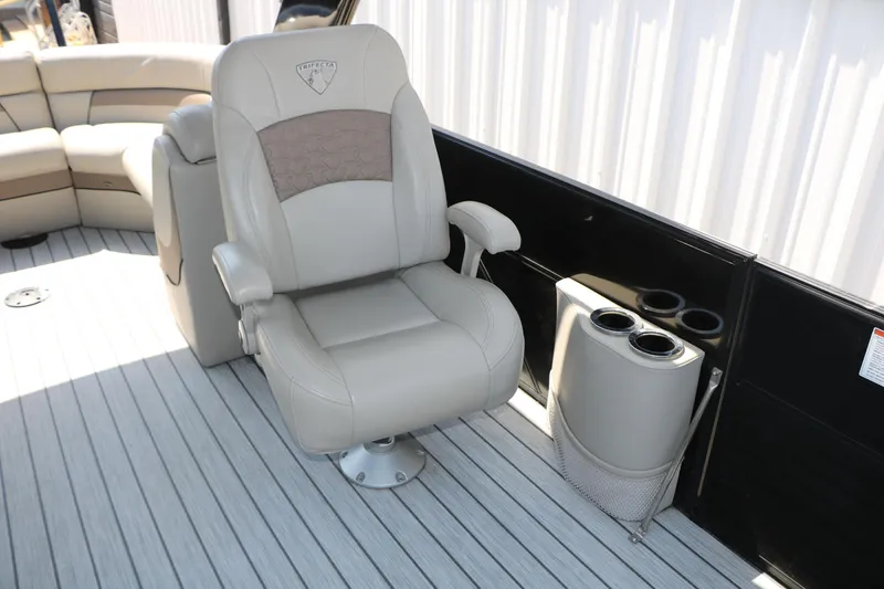 Slide: The Image of Luxurious seating on 2019 Trifecta 23RF SS Arch pontoon boat with cup holders. - 50