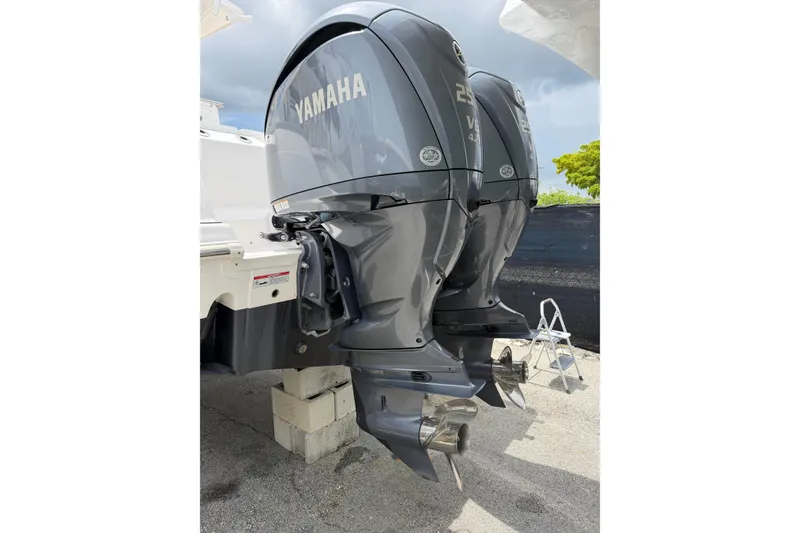 Slide: The Image of Twin Yamaha outboard engines on a 2022 Sea Fox 288 Commander boat. - 9