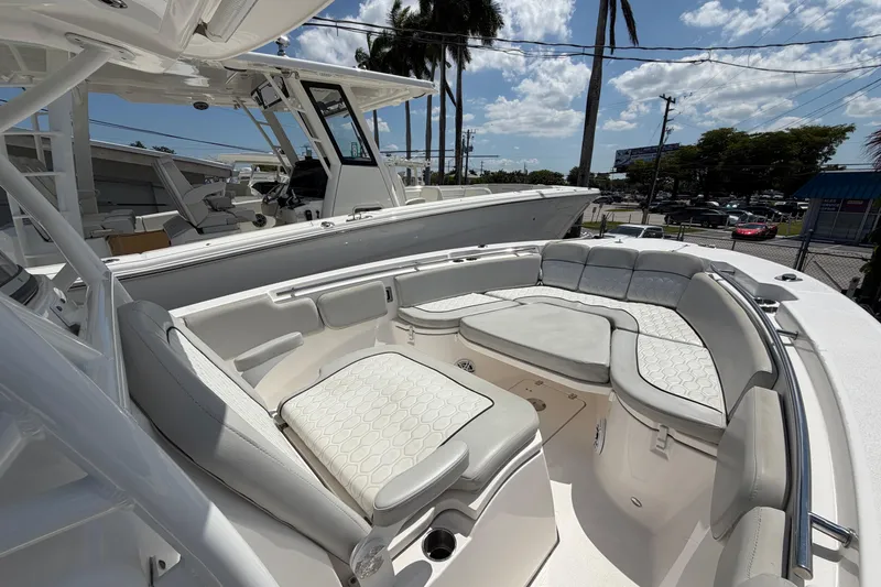 Slide: The Image of 2022 Sea Fox 288 Commander boat interior with luxurious seating and modern design. - 50