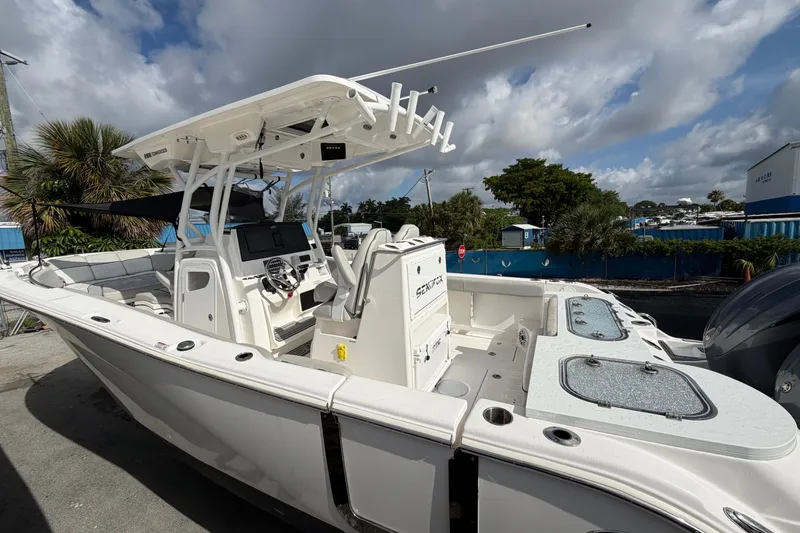 Slide: The Image of 2022 Sea Fox 288 Commander boat with sleek design, spacious deck, and modern controls. - 59