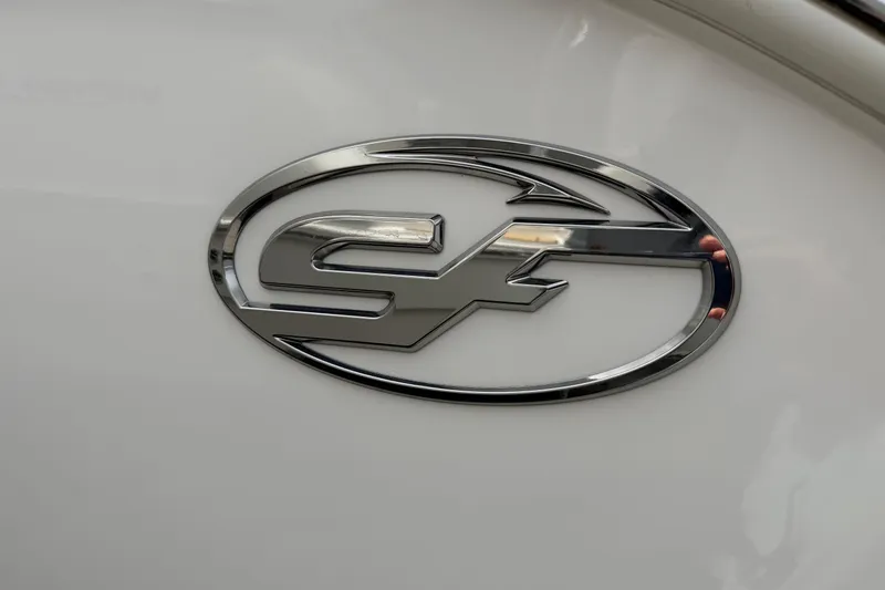 Slide: The Image of Chrome Sea Fox logo on 2022 Sea Fox 288 Commander boat. - 5