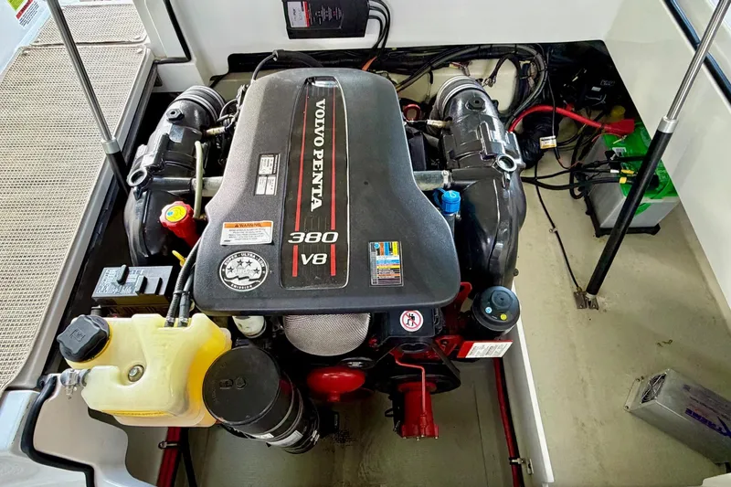 Slide: The Image of Volvo Penta 380 V8 engine in 2017 Cobalt A25 boat, detailed view. - 10