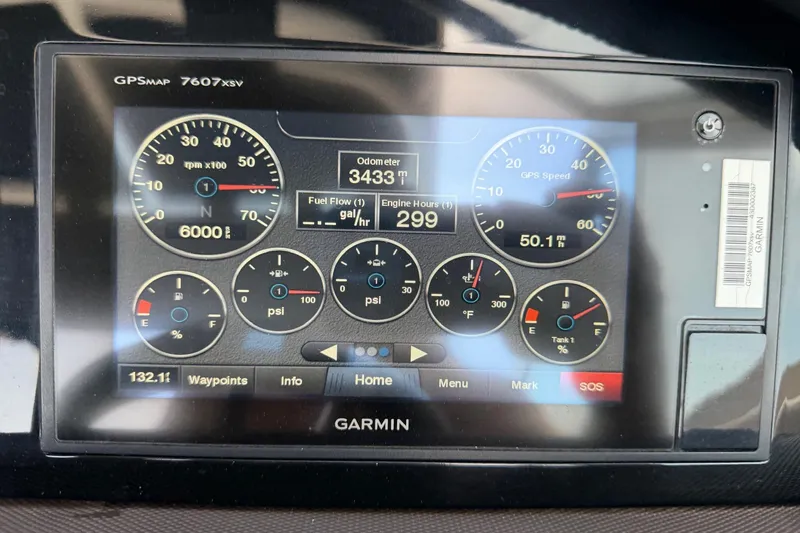 Slide: The Image of Garmin GPS display in 2017 Cobalt A25 showing speed, odometer, and engine metrics. - 9