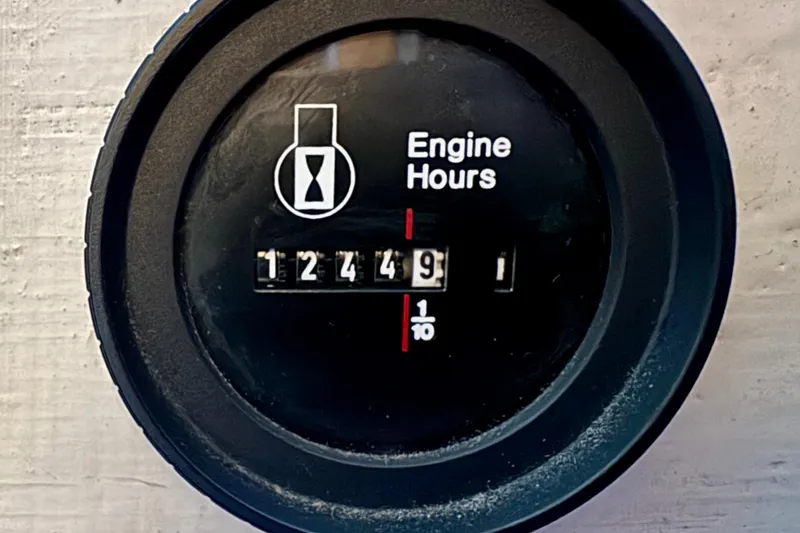 Slide: The Image of Engine hour meter showing 1244.9 hours on a 2001 J Boats J/32. - 60