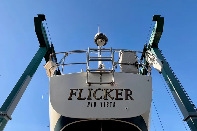 Slide: The Image of 2001 J Boats J/32 sailboat "Flicker" in dry dock at Rio Vista. - 5