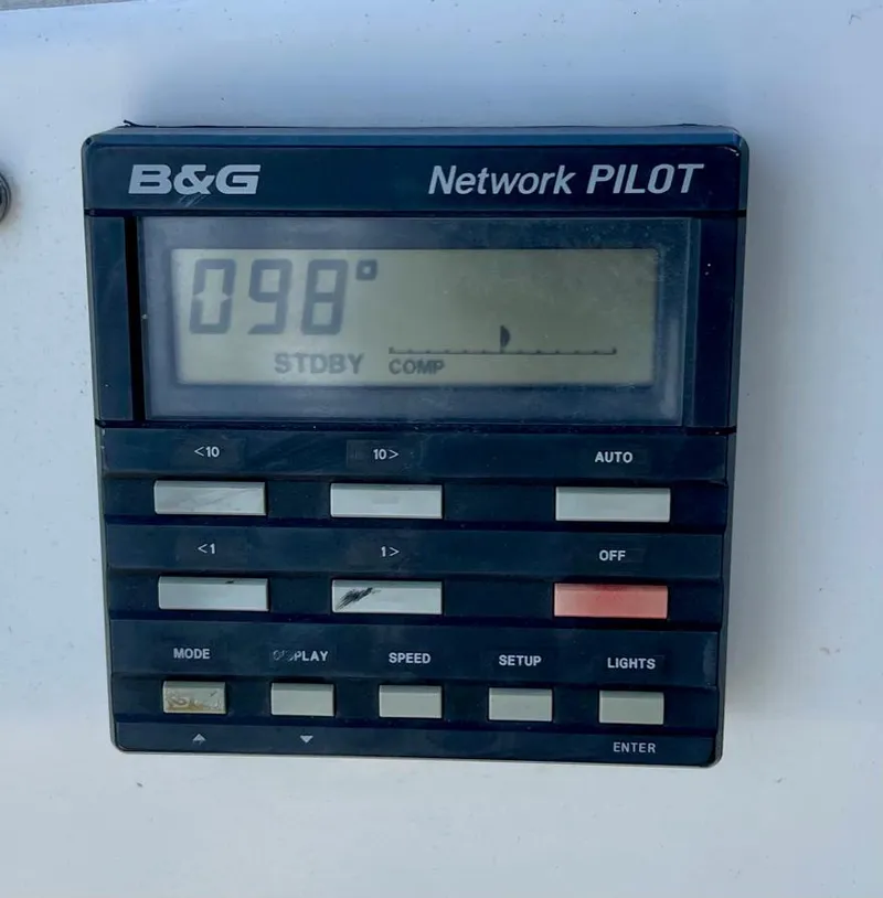 Slide: The Image of A B&G Network Pilot autopilot display with various buttons and a digital screen. - 38