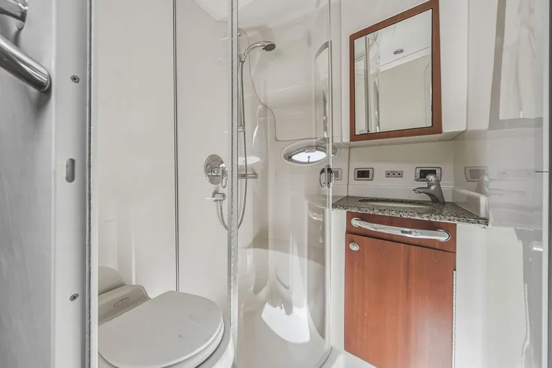 Slide: The Image of Bathroom interior of 2006 Sea Ray 40 Motor Yacht with shower and vanity. - 17
