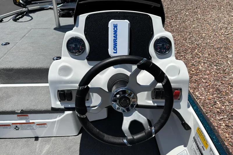 Slide: The Image of Steering console of a 2027 Nitro Z17 boat with Lowrance electronics. - 8