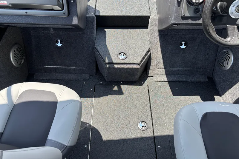 Slide: The Image of Interior of 2027 Tracker Pro Guide V-175 Combo boat with seating and storage compartments. - 8