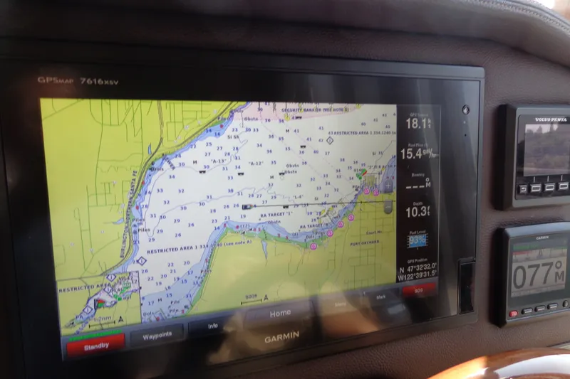 Slide: The Image of Garmin GPS display on 2016 Ranger Tugs R-31 S boat dashboard. - 77