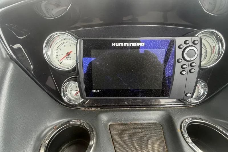 Slide: The Image of Dashboard of a 2021 Ranger Reata 223FC with Humminbird Helix 7 fish finder. - 18