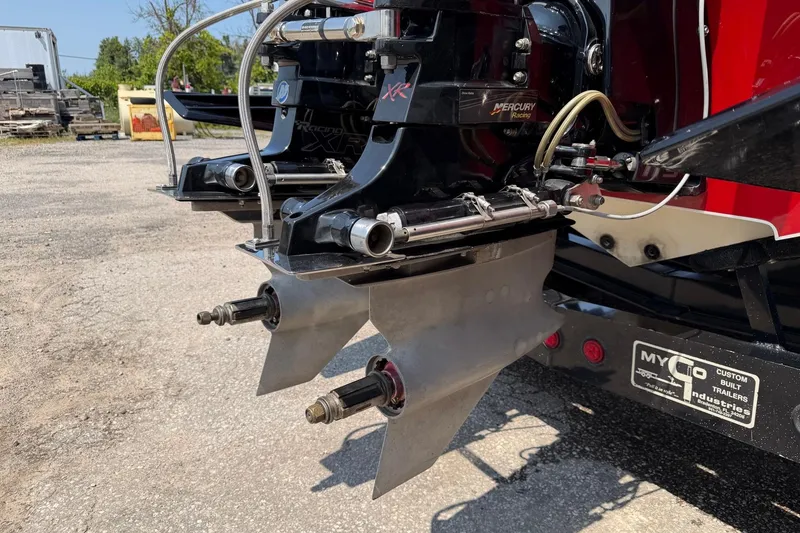 Slide: The Image of 2003 Cigarette 36' Gladiator boat with Mercury Racing XR drives, rear view. - 11