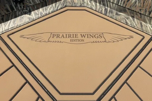 Slide: The Image of 2026 Tracker Grizzly 1650 T Prairie Wings Edition logo on boat deck. - 14
