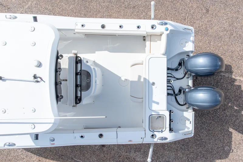 Slide: The Image of Overhead view of 2022 Sea Hunt Gamefish 27 boat with dual engines. - 47
