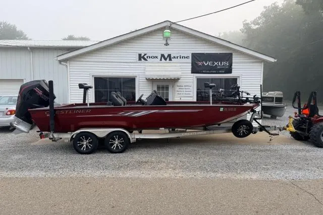 The Image of 2022 Crestliner MX 21 boat on trailer outside Knox Marine dealership. - 0