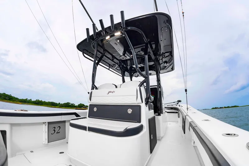 Slide: The Image of 2025 Yellowfin 32 Offshore: Sleek design with a modern helm and comfortable seating. - 18