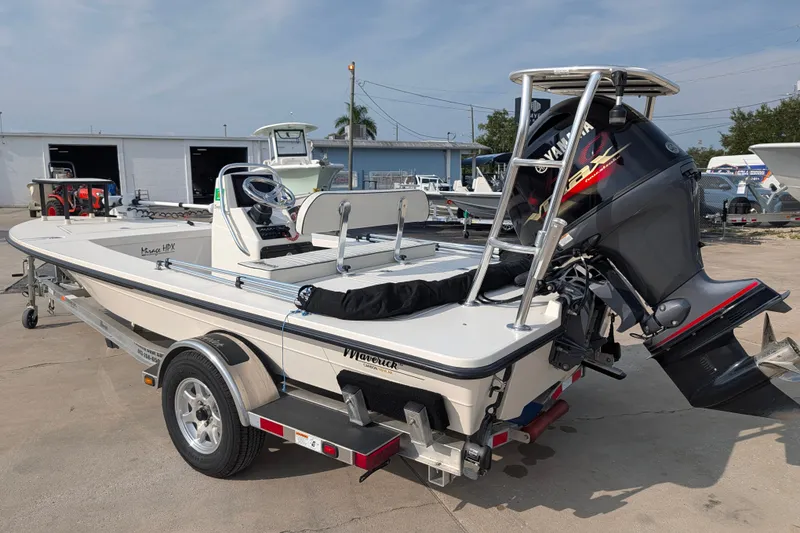 Slide: The Image of 2021 Maverick 18 HPX-V boat with Yamaha outboard motor on trailer. - 6