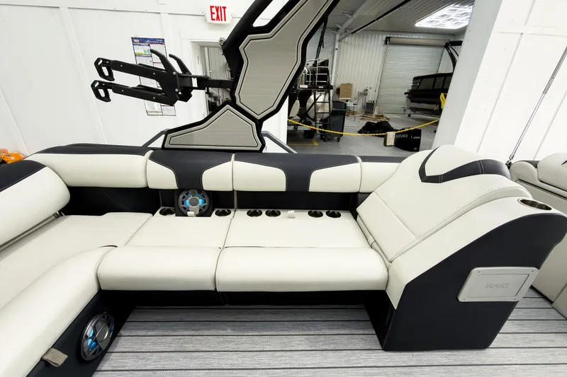 Slide: The Image of 2025 Montara Surf Boss 2.0 - SL 25' interior with sleek seating and modern design. - 13