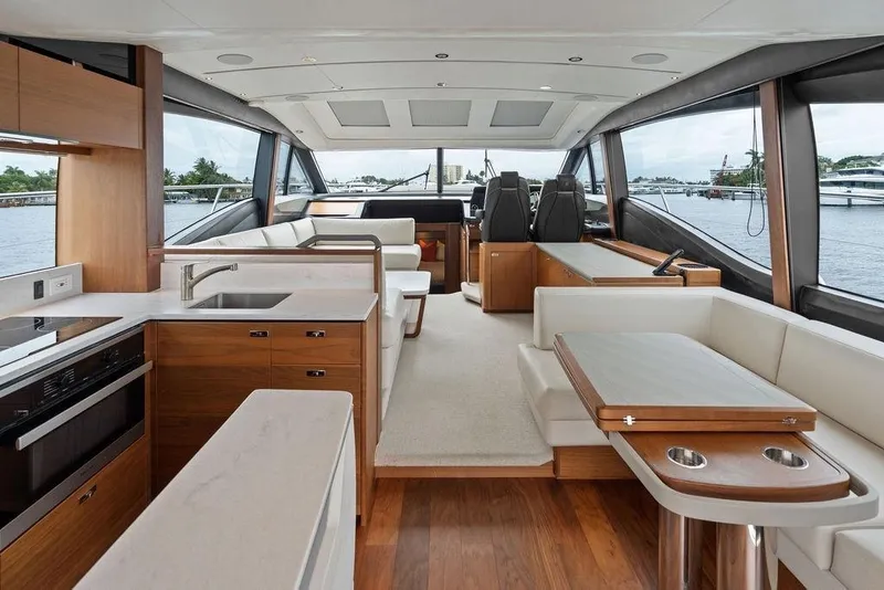 Slide: The Image of Luxurious interior of 2020 Princess S62 yacht with modern kitchen and seating area. - 41