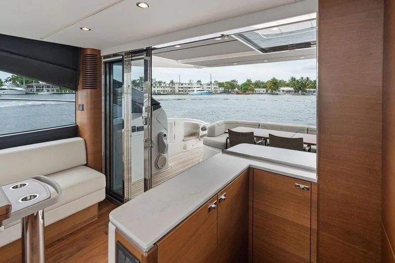 Slide: The Image of Luxurious interior of 2020 Princess S62 yacht with waterfront view. - 34