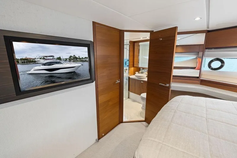 Slide: The Image of Luxurious interior of 2020 Princess S62 yacht with bedroom and bathroom view. - 54