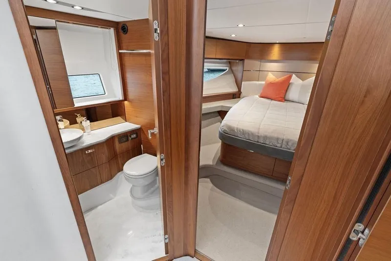 Slide: The Image of Luxurious interior of 2020 Princess S62 yacht featuring bedroom and bathroom. - 57