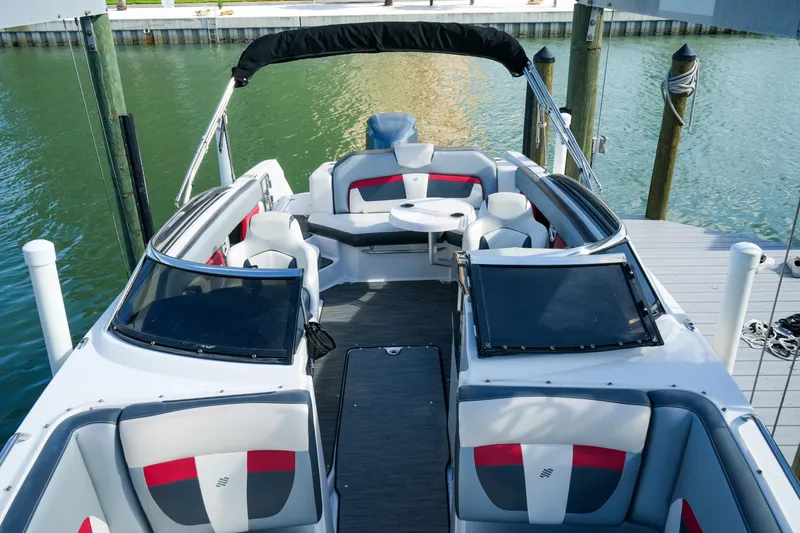 Slide: The Image of 2018 Four Winns HD240 OB boat interior with stylish seating and modern design. - 30