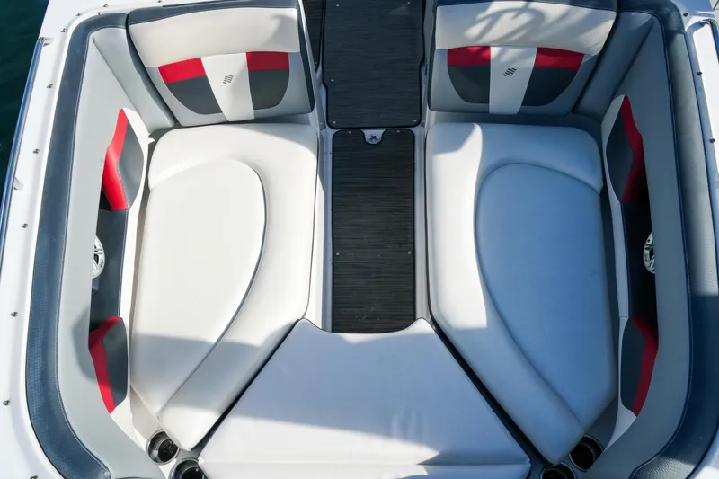 Slide: The Image of 2018 Four Winns HD240 OB boat interior with stylish seating and modern design. - 28