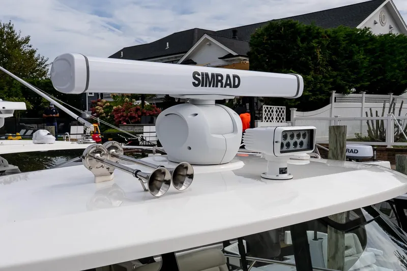 Slide: The Image of 2024 Boston Whaler 405 Conquest radar and equipment on deck. - 61
