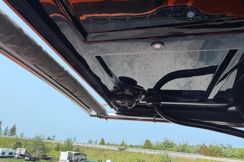 Slide: The Image of 2024 Donzi 39 VRZ boat canopy with sleek design and modern features. - 43