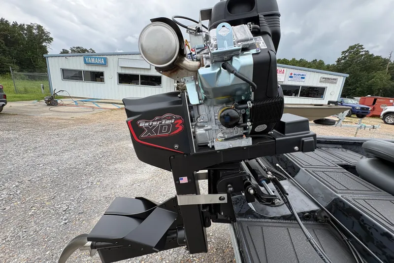 Slide: The Image of Gator Tail 1860 CC Extreme 2026 boat engine, featuring Gator Tail XD3, in a dealership setting. - 6