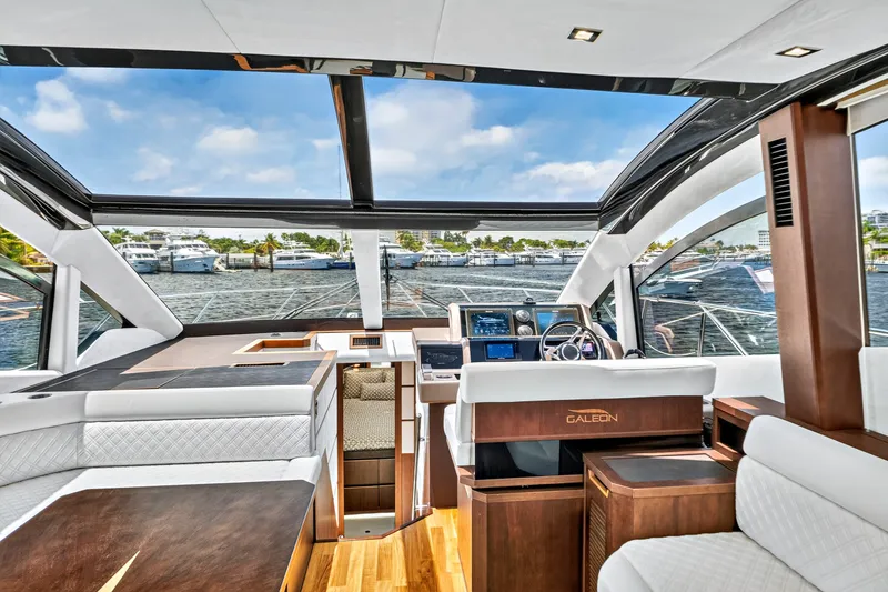 Slide: The Image of Luxurious interior of 2017 Galeon 560 Sky yacht with panoramic views. - 23