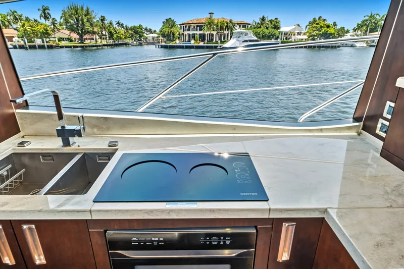 Slide: The Image of Luxurious kitchen on 2017 Galeon 560 Sky yacht with waterfront view. - 20